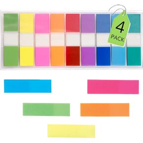 1InTheOffice Sticky Page Marker Tabs, Label Stickers for Page Marking, Page Tabs, 35 Flags/Dispenser, 4 Pack