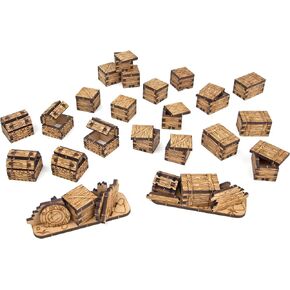 TowerRex Box & Chest Crate Obstacles DND Furniture Terrain - Accessories for Dungeons & Dragons, Pathfinder, Warhammer - Tabletop Wargaming Miniatures, RPG Fantasy Battle mat 28mm Scale Scenery
