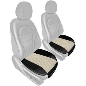 FH Group Faux Leather Front Set Car Seat Cushion Pads with Front Pocket – Universal Fit for Cars Trucks & SUVs (Gray)