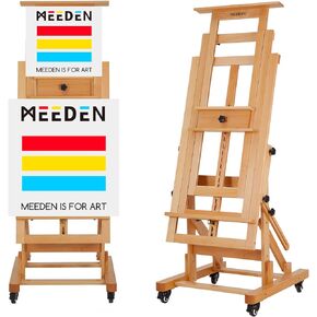 MEEDEN Movable Large H-Frame Painting Easel - Artist Studio Easel - Heavy Duty Art Easel Stand for Adults, Solid Beech Wood Easel, Holds Canvas Art Up to 78.7" High