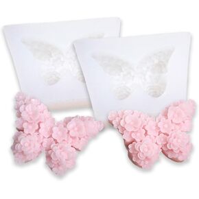Duawenki 2Pcs Flower Butterfly Shape Car Freshie Silicone Mold for Making Soap Aroma Beads Car Freshie, Pendant, Candle,Decoration,Sculpture Resin
