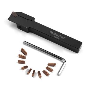 1/2"x1/2" Indexable Lathe Grooving Parting Holder QA08R-20 with 10 Pieces Carbide Inserts GTN-2 Heavy Duty Right-Hand Lathe Cut Off Tool Carbide Inserts(QA08R-20 with 10 Pieces Inserts)