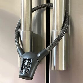 Urban August Max Refrigerator Cabinet Locks for Adults Kids Toddlers - Premium Cable Locks with Combination 4-Digit Code - Cut-Resistant Easy-to-use Multifunctional French Door Lock - One Pack