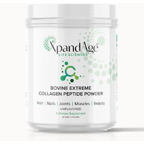 XpandAge Life Sciences Bovine Extreme Collagen Peptide Powder with biotin,Pea,Guarana,safed musli and Others for Hair, Nails,Energy, Lean Muscle and Joint Health.Two Flavor Available (Unflavored)