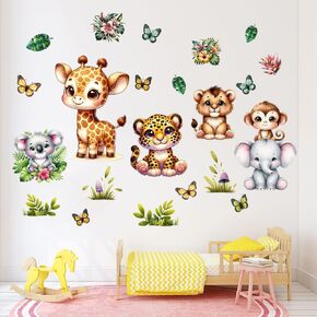 Kids Jungle Animal Wall Stickers for Nursery, Baby Room Decor, Kids Bedroom Decorations