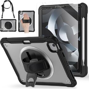 حافظة BRAECNstock iPad Air 5th/4th Gen 10.9 بوصة وPro11 بوصة، حافظة واقية مضادة للصدمات مع حامل قلم رصاص وواقي شاشة، حزام يد يدور 360 درجة / حامل لجهاز iPad 10.9/11 بوصة لغطاء الكمبيوتر اللوحي للأطفال - كاكي in Kuwait