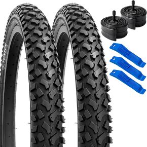 YUNSCM 20" Bike Tires 20x2.125/54-406 60TPI and 20" Bike Tubes Schrader Valve with 2 Rim Strips Compatible with 20x1.75 20x1.95 20X2.0 20x2.125 Bike Bicycle Tires and Tubes (Y-1131)
