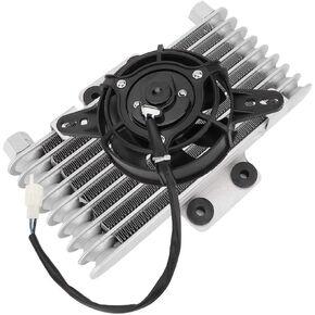 Motorcycle Oil Cooling Fan, Universal Aluminum Motorcycle Engine Oil Cooling Fan Water Cooler Radiator