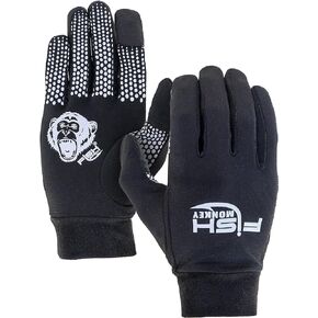 Fish Monkey Second Skin Fit Superior Silicone Palm Non Slip Grip with Slit Opening Index and Thumb Finger. Fishing Gloves for Men and Women