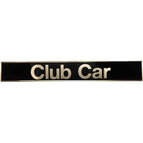 Club Car DS Golf Cart Name Plate, Replace OEM 1014198, Black Gold Decal, 18" X 2.24" Emblem