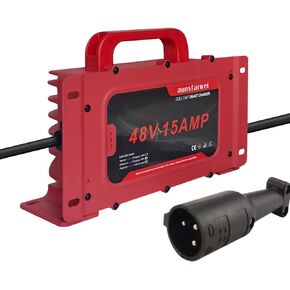 48V 15A Battery Charger for Club Car Golf Cart, with 3 Pin Round Plug, IP67 Waterproof
