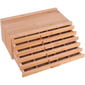 Vencer 6 Drawer Bamboo Artist Supply Storage Box with Separate Compartments for Organizing Pencil,Pen,Pastel,Marker Set,Brushes & Stamp,VAO-007