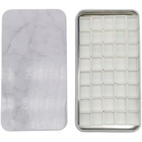 Empty Metal Paint Tin Case Empty Watercolor Palette with 20pcs Full Pans White Plastic Magnetic Pans (Sunrise with 20pcs Full Pans)
