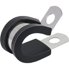 JWGJW 1/2 Inch Stainless Steel Cable Clamp,Rubber Cushioned Insulated Clamp 50 Pack Metal Wire Clamp For Pipe or Wire Cord Installation (1/2" Pack 50)