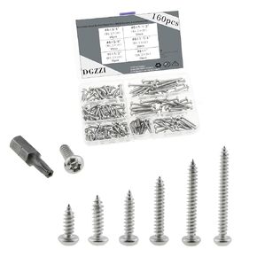 160PCS Security Anti Theft Tamper Proof Screw Accessories Stainless Steel Button Head #8 Plum Groove with Post Pan Head Screw Set for Outdoor Fence and Picture Frame Artwork and Locks