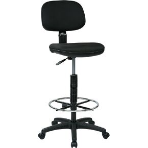 Office Star DC Series Adjustable Drafting Chair with Foot Ring and Sculptured Foam Seat, Icon Black Fabric