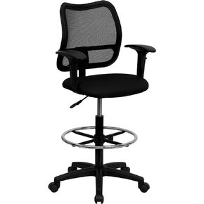 Flash Furniture Elaine كرسي رسم شبكي رمادي متوسط ​​الظهر بأذرع قابلة للتعديل
