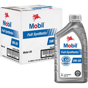 Mobil Full Synthetic Motor Oil 5W-20, 1 Quart (6-pack)