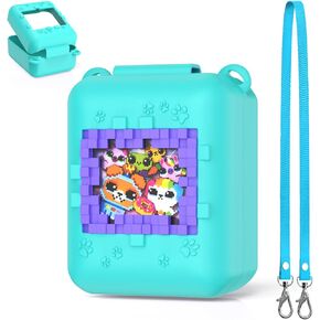 Silicone Cover Case for Bitzee Interactive Toy Digital Pet and Case,with Shoulder and Hand Strap, Protective Skin Sleeve for Bitzee Virtual Electronic Pets Accessories (Blue Case Only)