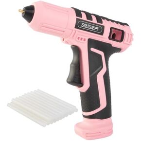 4V Cordless Hot Glue Gun - Wireless Glue Gun Kit with 15 Second Warm-Up Time and 20 Sticks - Crafting and Classroom Essentials by Stalwart (Pink)