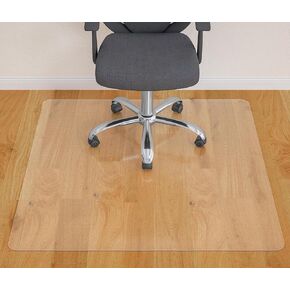 HOMEK Large Office Chair Mat for Hardwood Floor- 48" x 48" Clear Desk Chair Mat for Hard Wood/Tile Floors, Easy Glide Plastic Floor Protector Mat for Office Chairs on Hardwood for Work & Home