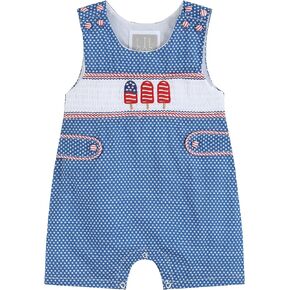 Lil cactus Boys Baby and Toddler USA 4th of July Smocked Shortalls
