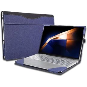 Laptop Case Cover for 16 inch Samsung Galaxy Book 4/5 Pro 360 &for Book4 Ultra &for Book 4 Pro,2 in 1 PU Leather Protective Bag Sleeve with Pen Holder (Dark Grey)