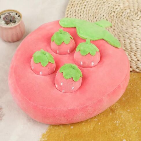 Nopikku Cute Plush Strawberry Snuffle Mat Treat Dispenser Feeding Entertainment Interactive Toy for Bunny Guinea Pig Chinchilla Puppy in Saudi Arabia