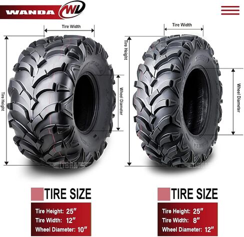 WANDA Set of 4 New ATV/UTV Tires 25x8-12 Front & 25x12-10 Rear /6PR P341-10157/10161 in Saudi Arabia