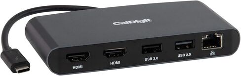 CalDigit Thunderbolt 3 Mini Dock - Bus Powered, Non Charging, 40Gbs, Dual 4K Display, USB 3.0 & 2.0 and Gigabit Ethernet LAN for Mac and PC, Thunderbolt 4 Compatible (Dual HDMI 2.0, Black) in Kuwait