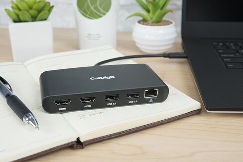 CalDigit Thunderbolt 3 Mini Dock - Bus Powered, Non Charging, 40Gbs, Dual 4K Display, USB 3.0 & 2.0 and Gigabit Ethernet LAN for Mac and PC, Thunderbolt 4 Compatible (Dual HDMI 2.0, Black) in Kuwait