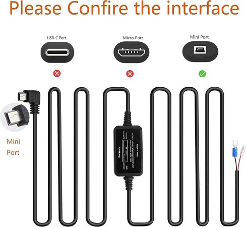 Dash Cam Hardwire Kit Mini USB كابل شاحن سلك الطاقة متوافق مع Garmin Dezl 580 LMT-S/OTR500/OTR700، Drive 51، DriveAssist 50LMT، Garmin DriveSmart 55 51 Series، Nuvi 2589LMT 57LM GPS Navigator in Kuwait