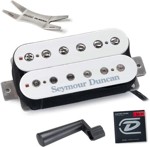 Seymour Duncan SH-4 JB Model Humbucker Pickup - Bundled with Dunlop Uni-Wrench, Universal Speedwinder, and DEN1046 Guitar Strings (White) in Saudi Arabia