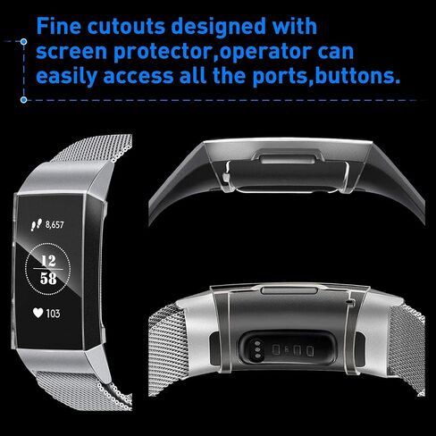 8 Pieces Screen Protector Soft TPU Case Compatible with Fitbit Full Cover All-Around Protective Plated Bumper Shell, Fitbit Charge 3/ Charge 4 Watch Accessories, Clear in Saudi Arabia