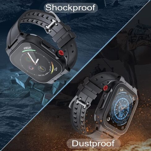 MIZUSUPI for Waterproof Apple Watch Case 38mm 45mm 44mm 42mm 41mm 40mm,IP68 Waterproof Case with Band and Screen Protector for Apple Watch Series 8 7 6 5 4 3 2 SE SE2, Full Body Rugged Protective Case in Saudi Arabia