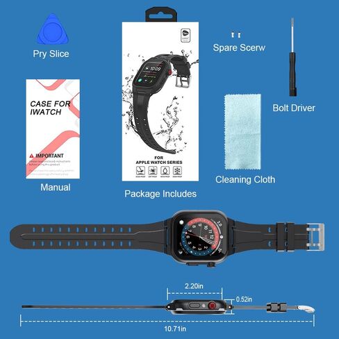 MIZUSUPI for Waterproof Apple Watch Case 38mm 45mm 44mm 42mm 41mm 40mm,IP68 Waterproof Case with Band and Screen Protector for Apple Watch Series 8 7 6 5 4 3 2 SE SE2, Full Body Rugged Protective Case in Saudi Arabia