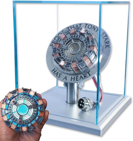 Tony Heart Arc Reactor MK2-1:1 Scale, Includes LED Light with Vibration Sensor,with Display Case for Decorating Collections and Gifts Silver in Kuwait