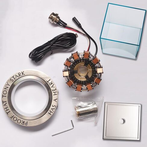 Tony Heart Arc Reactor MK2-1:1 Scale, Includes LED Light with Vibration Sensor,with Display Case for Decorating Collections and Gifts Silver in Kuwait