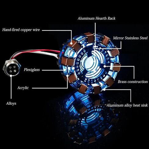 Tony Heart Arc Reactor MK2-1:1 Scale, Includes LED Light with Vibration Sensor,with Display Case for Decorating Collections and Gifts Silver in Kuwait