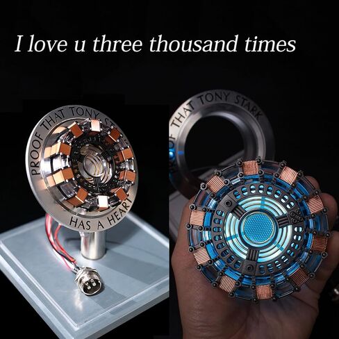 Tony Heart Arc Reactor MK2-1:1 Scale, Includes LED Light with Vibration Sensor,with Display Case for Decorating Collections and Gifts Silver in Kuwait