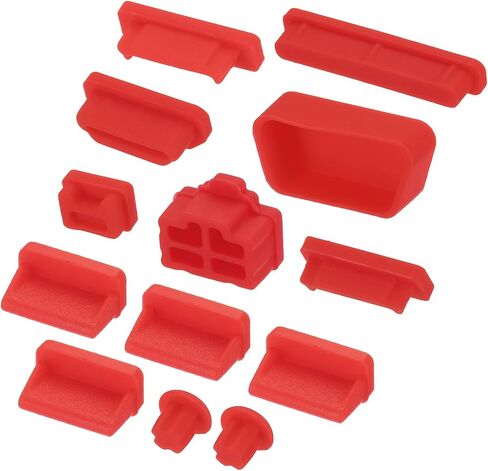 MECCANIXITY 65pcs Laptop Port Duct Cover 13 Types Plugs Caps for Notebook Laptop PC Computer, USB/VGA/Audio Jack/SD, Red in Saudi Arabia