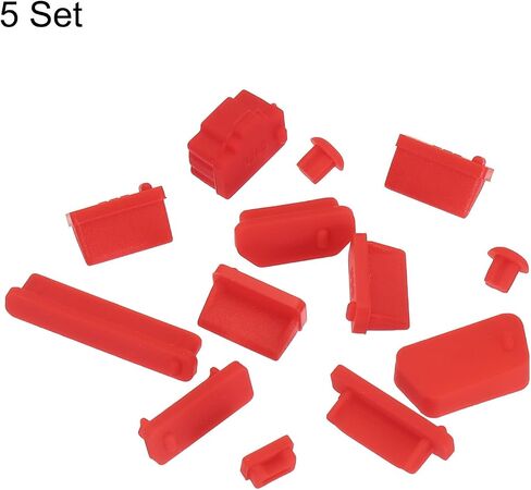 MECCANIXITY 65pcs Laptop Port Duct Cover 13 Types Plugs Caps for Notebook Laptop PC Computer, USB/VGA/Audio Jack/SD, Red in Saudi Arabia