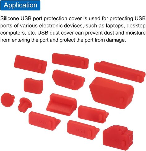MECCANIXITY 65pcs Laptop Port Duct Cover 13 Types Plugs Caps for Notebook Laptop PC Computer, USB/VGA/Audio Jack/SD, Red in Saudi Arabia