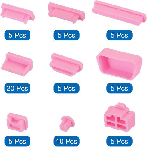 MECCANIXITY 65pcs Laptop Port Duct Cover 13 Types Plugs Caps for Notebook Laptop PC Computer, USB/VGA/Audio Jack/SD, Red in Saudi Arabia