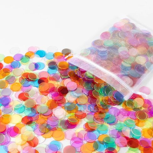 Sukh 500pcs Bingo Chips for Bingo Games Colored Bingo Markers Chips Loteria Mexican Bingo Fichas De Bingo Plastic Poker Chips Pokeno Board Game Transparent Math Counters Game Pieces for Classroom in Saudi Arabia