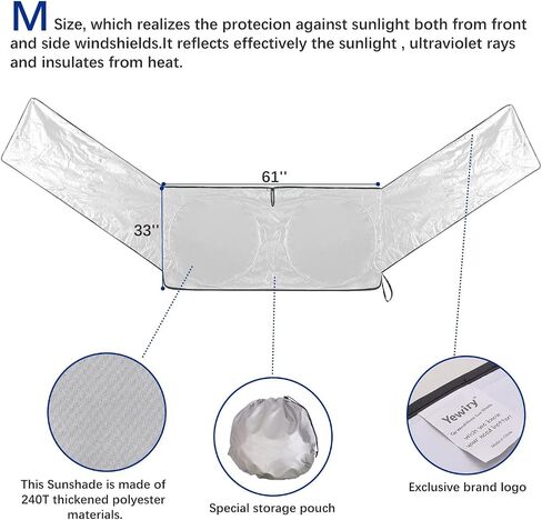 Yewiry Car Windshield Sun Shade Front and Side Window Protector Block Sun Heat Visor Protection Cover Vehicle Interior Accessories Sunshades Prevent Prying and Protect Privacy in Saudi Arabia