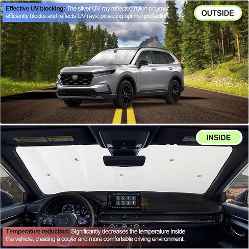 مظلة أمامية للزجاج الأمامي لسيارة Honda CRV 2023-2024، مظلة شمسية للنافذة الأمامية، قناع شمس عاكس قابل للطي، غطاء درع الشاشة وحاجب للأشعة فوق البنفسجية ودرع حراري in Kuwait