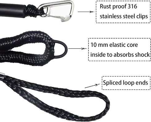 Bungee Dock Lines with Hook,2 Pack Bungee Boat Dock Lines Mooring Rope Bungee Shock Cords Docking Rope Clip for Boat,PWC,Jet ski,Pontoon,Kayak,Canoe,Power Boat,Watercraft,4 Feet (Green) in Saudi Arabia