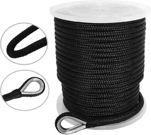 NovelBee 1/2 Inch X 300 Feet Double Braid Nylon Anchor Line with Stainless Steel Thimble and Plastic Chuck in Saudi Arabia