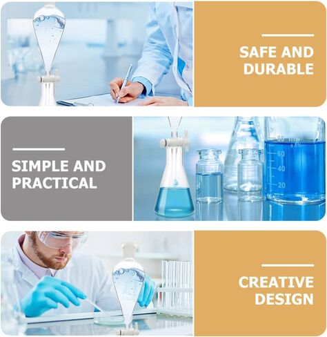 Balacoo Borosilicate Glass 500ML Conical Separatory Funnel Glass Separatory Funnel with PTFE Stopcock Glasses Accessories in Saudi Arabia